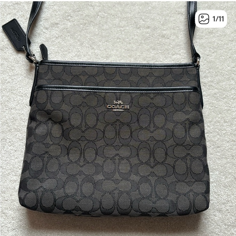 Coach Dark Gray Signature Crossbody Bag
